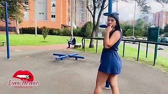 Brunette Beauty With A Big Ass Gets Naughty In Public With A Vibrator And Squirts