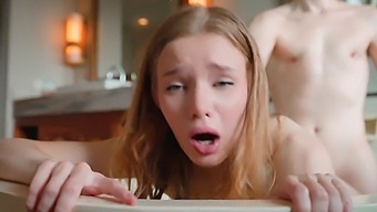 Russian Teen Stepsister Invades Privacy In Bathroom