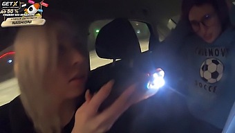Emma Korti And Kira Viburn'S Passionate Oral Exchange In A Car Under The Watchful Eye Of Traffic Police