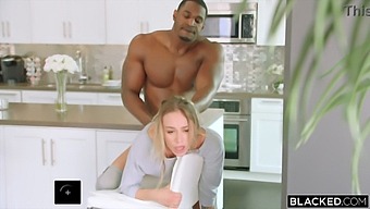 Blonde Babe Gets A Helping Hand From Her Boyfriend'S Muscular Black Friend