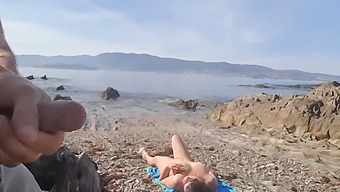 A Daring Exhibitionist Shows His Penis To A Nudist Mother At The Beach, Who Gives Him A Blowjob