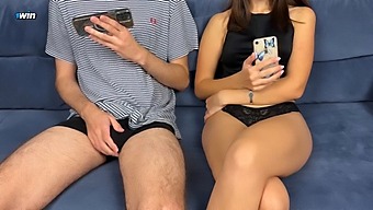 Stepbrother Joins Stepsister In Watching Porn And Reaches Orgasm Through Mutual Masturbation And Handjob